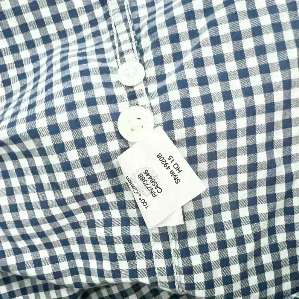 J. Crew White and Blue Plaid Button Down Shirt